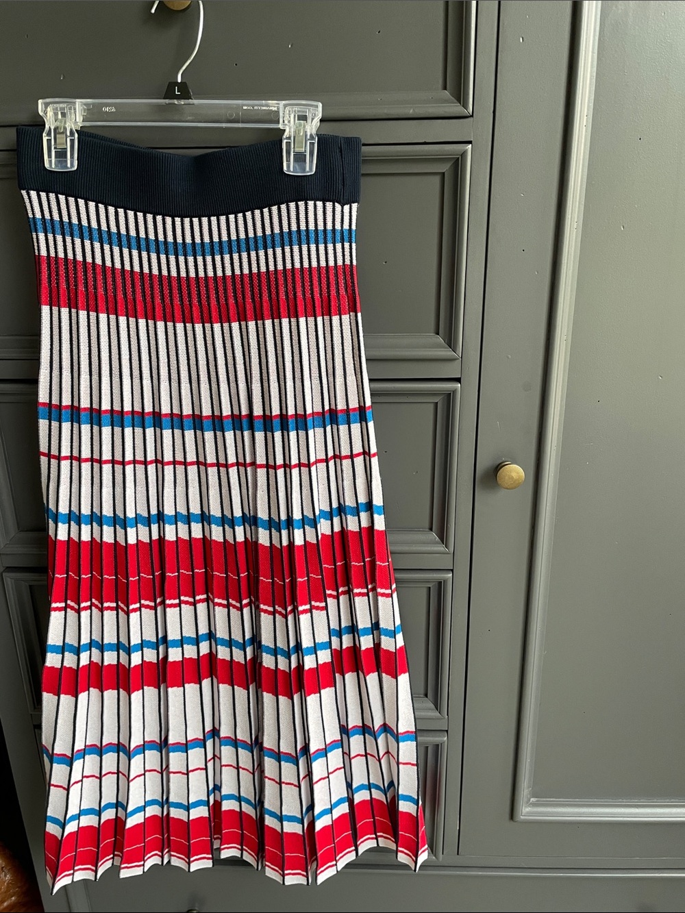 Banana Republic Red, White & Blue Pleated Midi Skirt - Picture 1 of 6